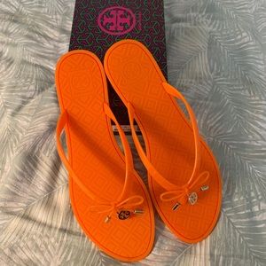 Tory Burch Poppy Orange Jelly Thong Sandals